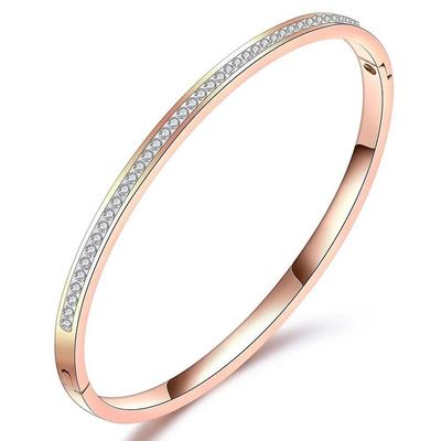 Jóias Anti-Oxidação | Pulseira de Cristal Abrível de Aço Inoxidável Banhado a Ouro 18K | Bracelete Punho Elegante Mais Recente
