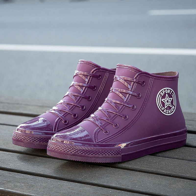 Stylish Warm Womens Galoshes Rain Shoes with Fur Winter Waterproof Boots Woman Fashion Garden Rainshoes Plush Raining Boot