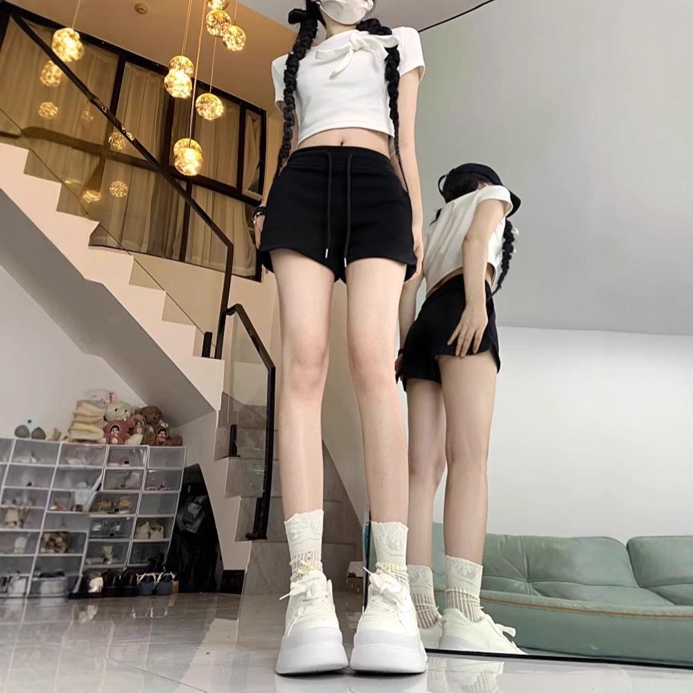 Women's High Waist Casual Summer Shorts - Gray, White, and Black Versatile Hot Pants