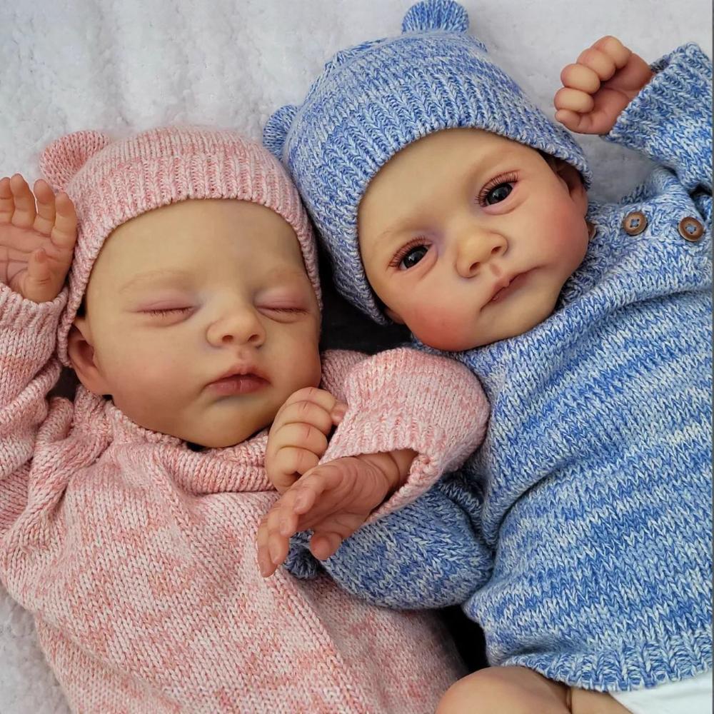 Realistic 18 Inch Reborn Babies Dolls with Open Eyes Lily Closed Eyes Irys Soft Cloth Body Newborn Doll Cute Lifelike Rebirth Dolls for Kids Xmas Gift