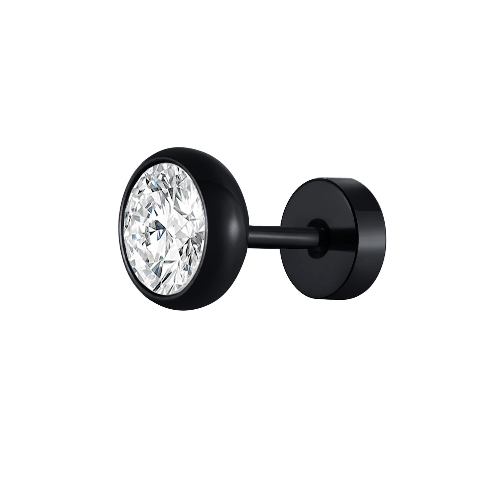 

Round Bezel Set Cubic Zirconia Stud Earrings For Women Men Gift 8mm
