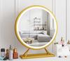 Nordic LED Makeup Mirror 3 Color Variable Light Smart Gold Metal Frame Round Desktop Dresser  Decorative  50cm MJ