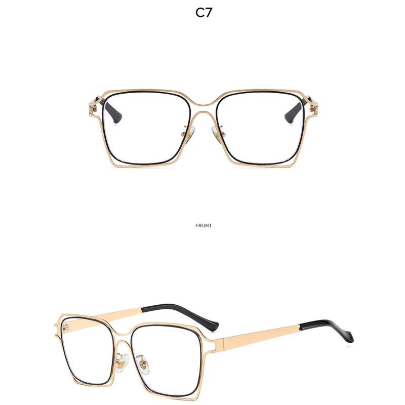 Women's eyeglasses - unisex fashion square hollow metal glasses