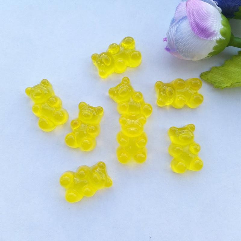 20pcs Mix Colors Resin Bear Sweet Candy Flatback Cabochon  Miniature pattern applique ornament craft DIY scrapbook
