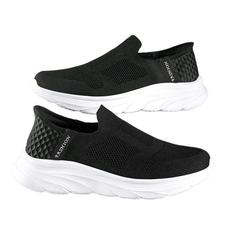 Spring New Casual Sports Running Shoes Soft-soled Lazy Shoes Fly-woven Breathable Mesh Shoes
