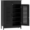 Shoe Cabinet with Louvered Doors, Modern Shoe Storage Cabinet with Drawer and Adjustable Shelves, Black