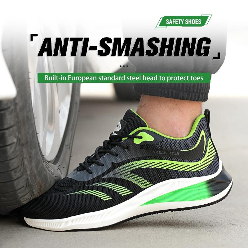 Lightweight Men Safety Shoes Steel Toe Cap Work Sneakers Men Protective Shoes Anti-smash Anti-puncture Indestructible Shoes