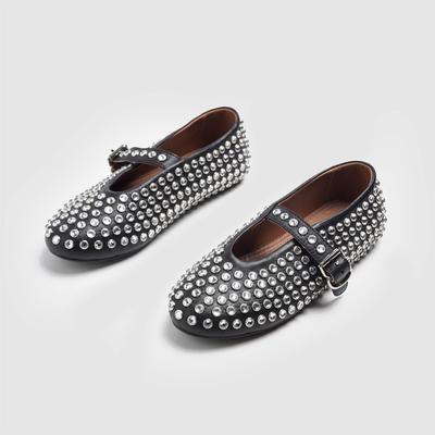 Wiosna i lato nowe niszowe lekkie luksusowe design baleriny retro diamentowe płaskie buty Mary Jane wszechstronne buty damskie