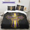 Set Copripiumino Trapuntato con Motivo Minnesota Vikings Decorazione per la Casa Regalo (1 * copripiumino + 2 * federe senza imbottitura)