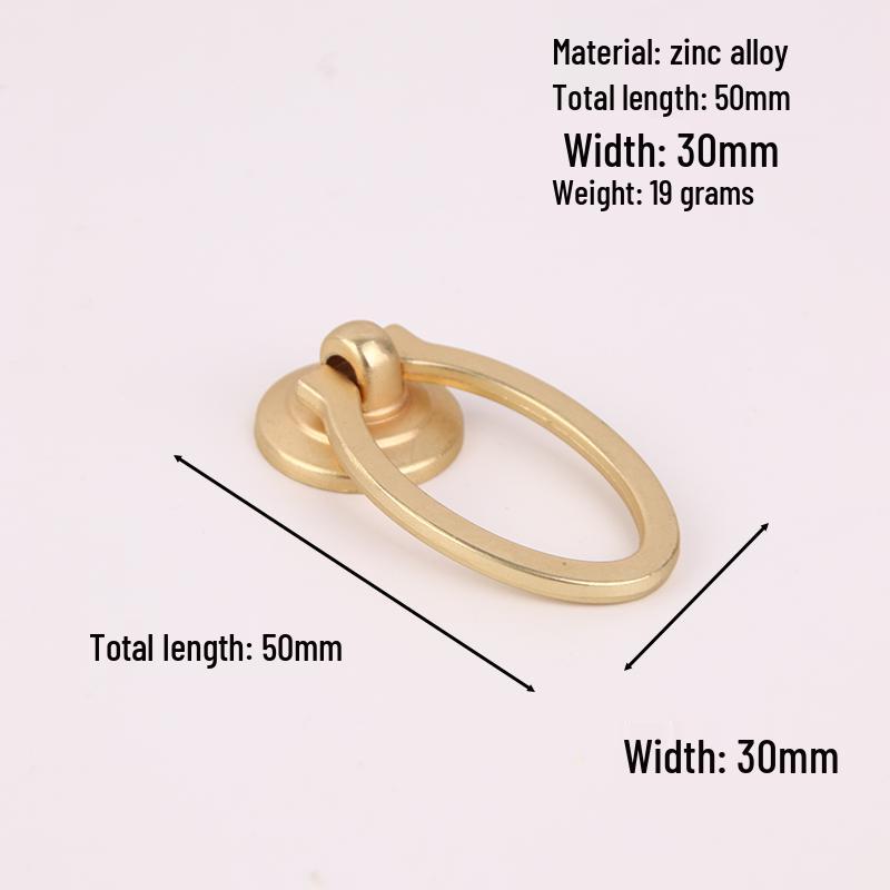 Gold Chinese Style Hidden Ring Handle - Brushed Copper Wardrobe Zinc Alloy