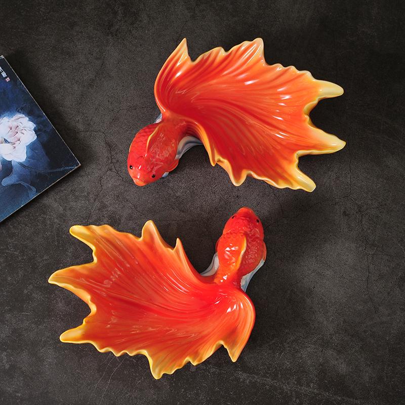 Goldfish farfurie ceramică set 2 piese fructe uscate gustare farfurie fructe bol salată farfurii cină farfurie cheie tavă depozitare ornamente