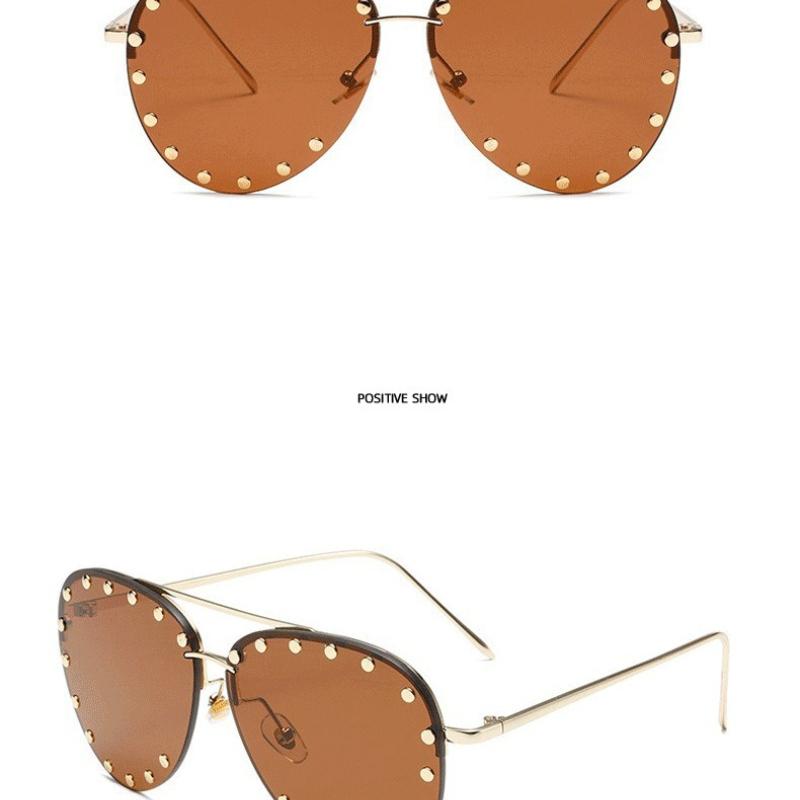 2026 New Toad-shaped Metal Sunglasses Large Frame Frameless Rice Nail Fashion Street Sunglasses