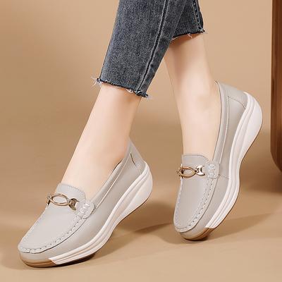 2026 neue Frühling/Herbst flache Schuhe echtes Leder Mokassins Damen lässige Slipper-Loafer Damen schwarz Bootsschuhe große Größe 41
