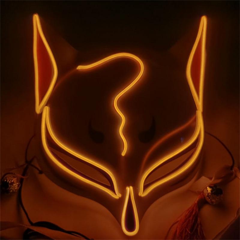 LED Golden Fox Mask Masquerade Party Halloween Birthday Christmas Dance Festival Cosplay Fox Mask LED Steampunk Style Kabuki Mas