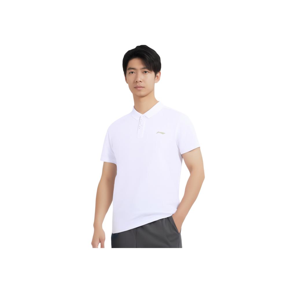 Li Ning Plain Fitness Sports Polo Shirt Men Tops White APLT009-2