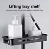 No Drilling Shower Caddy Storage Rack Adjustable Bathroom Shelf Organizer with Drainage Tray and Safety Rail for Shower Accessories