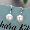 Classic Female   Silver Needle Round Natural Pearl Hanging Earrings For Women Pendientes Oorbellen Brincos