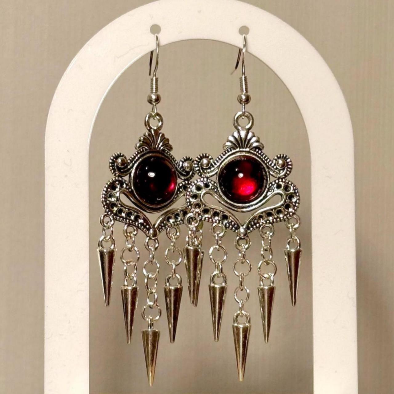 

Gothic Vampire Blood Red Earrings For Women Girls Fashion Mystery Witch Zircon Accessories Gift Red Drop Crystal Magic Earrings