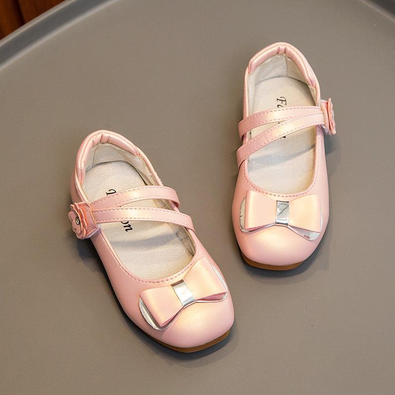 Square-toe Girls' Leather Shoes 2025 New Style Small High-heeled Princess Medium To Large Size Children's Single Shoes
