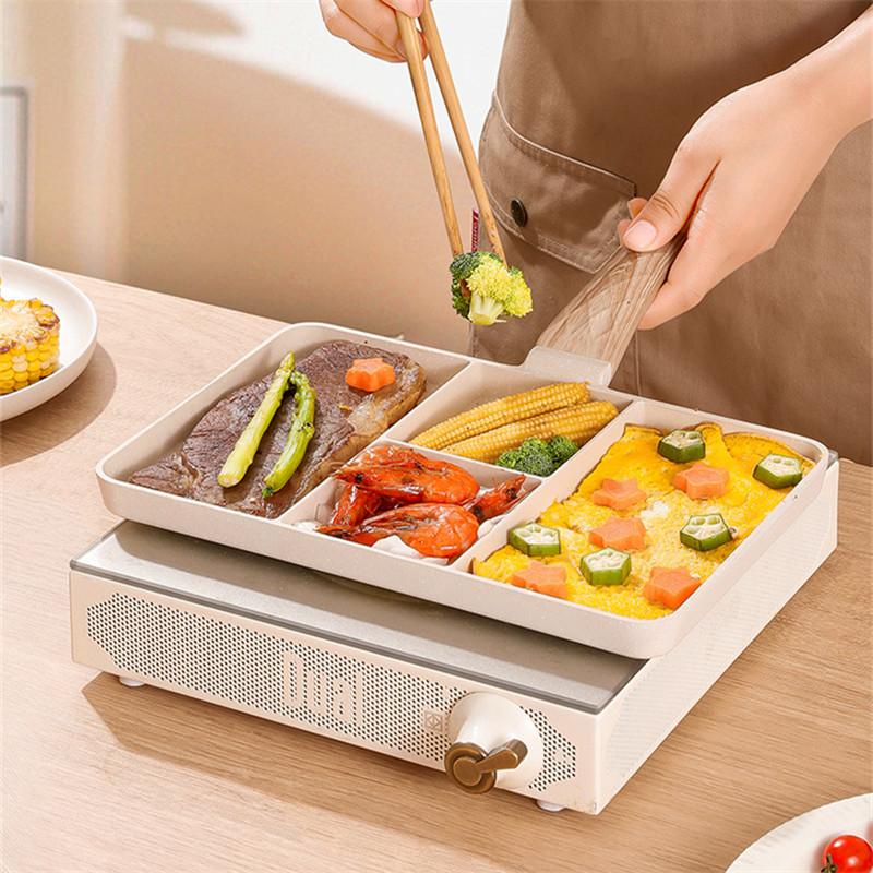 4 In 1 Durable Aluminum Frying Pans Household Non-Stick Saucepan Breakfast Pan Steak Skillet Cooking Pots Kitchen Utensils