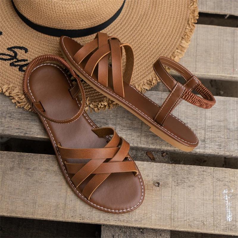 2024 Summer Plus Size Women's Fashion Flat Roman Sandals