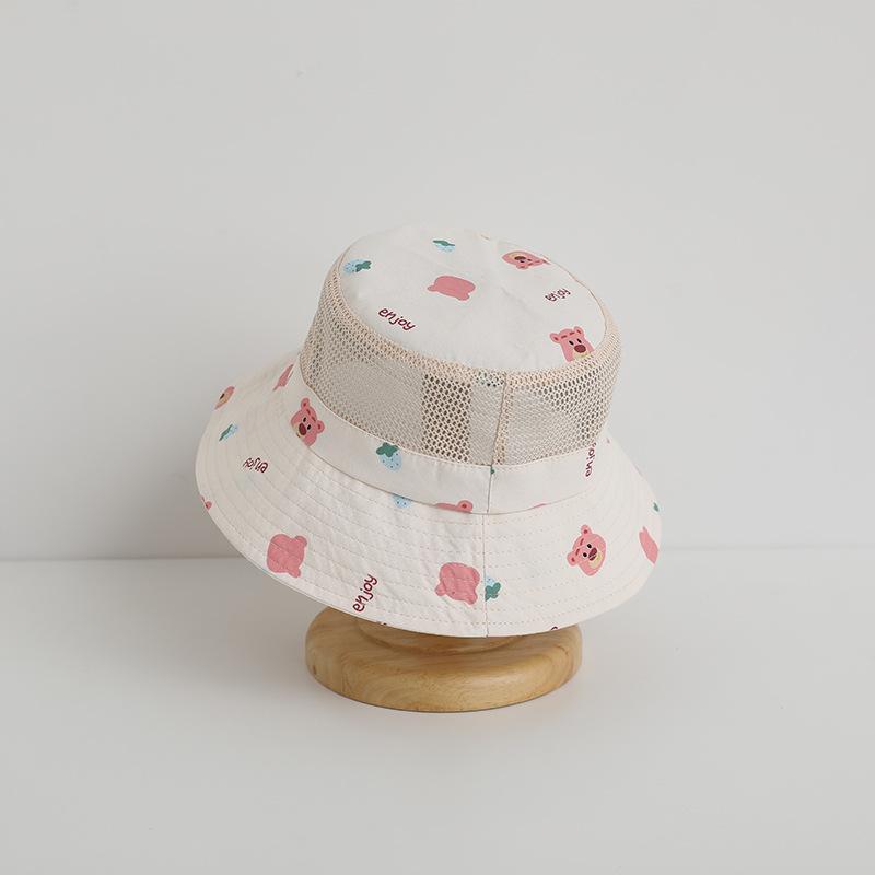 Weicher Netz-Kinder-Eimerhut Neuer Sommer Baby Junge Mädchen Dünner Sonnenhut Niedliches Cartoon-Tier Outdoor Kinder Fischerhut Anglerhut