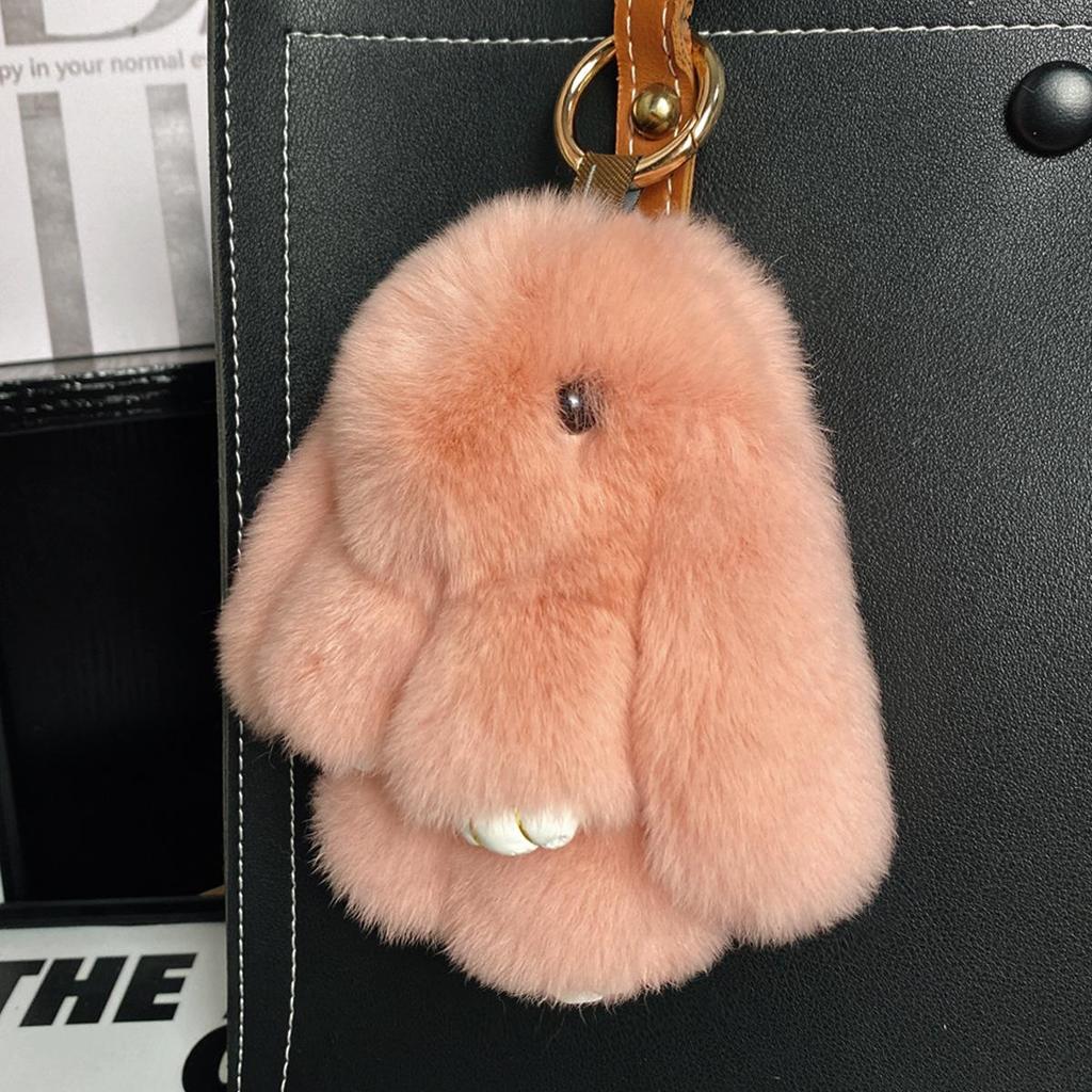 Mini Rex Rabbit Fur Pom Pom Keychain Bag Charm Keyring