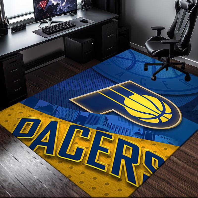 Pacers Basketball Team Rug Office Carpet Non-Slip Mat, Chair Rug Floor Covering for Gaming, Bedroom, Living Room , Home Decor Christmas Gift