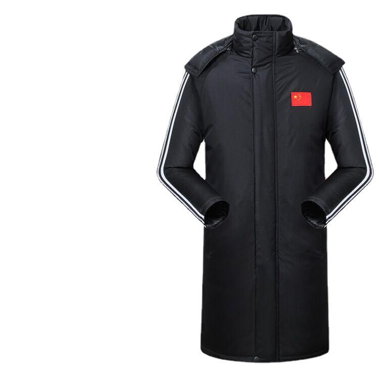 Men s Winter Hooded Cotton Coat with Fleece Lining - Cold-Proof, Thick, Large Size for Outdoor Sports Training. XXL чёрный