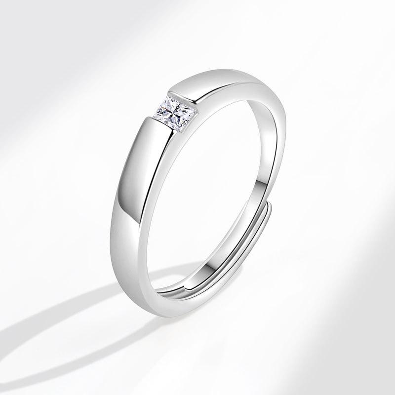 Sweet Zircon Couple Rings For Men And Women Fresh Matching Band Set Elegant Daily Wear Jewelry Gift For Him And Her