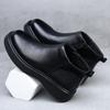 Autumn Winter New Leather Boots for Men Fashion Casual Anti-slip Cotton Shoes Male Black Designer Chelsea Ankle Boots Man