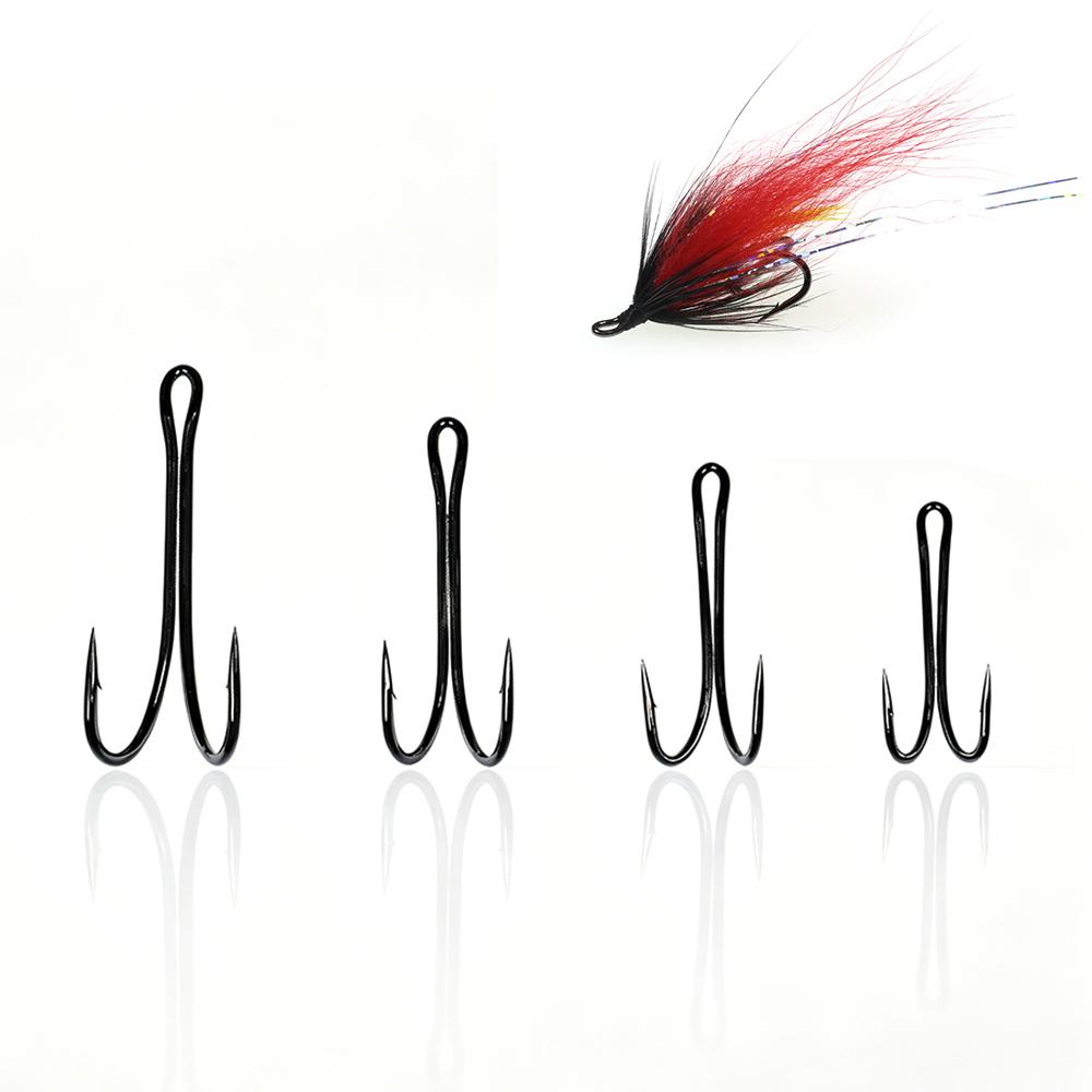 20PCS #6-#12 Salmon Double Fly Hooks High Carbon Steel Black Nickel Sharp Barb Streamer Wet Flies Trout Steelhead Fishing Lures