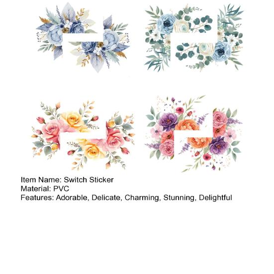 Flower Light Switch Sticker Removable Floral Wall Decal Self-Adhesive Socket Decor for Living Room Bedroom Kitchen