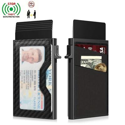 Ultra-thin Aluminum Alloy Clip Metal Wallet Ultra-thin Front Bag Wallet with ID Window Pop-up Men's Credit Card Bag