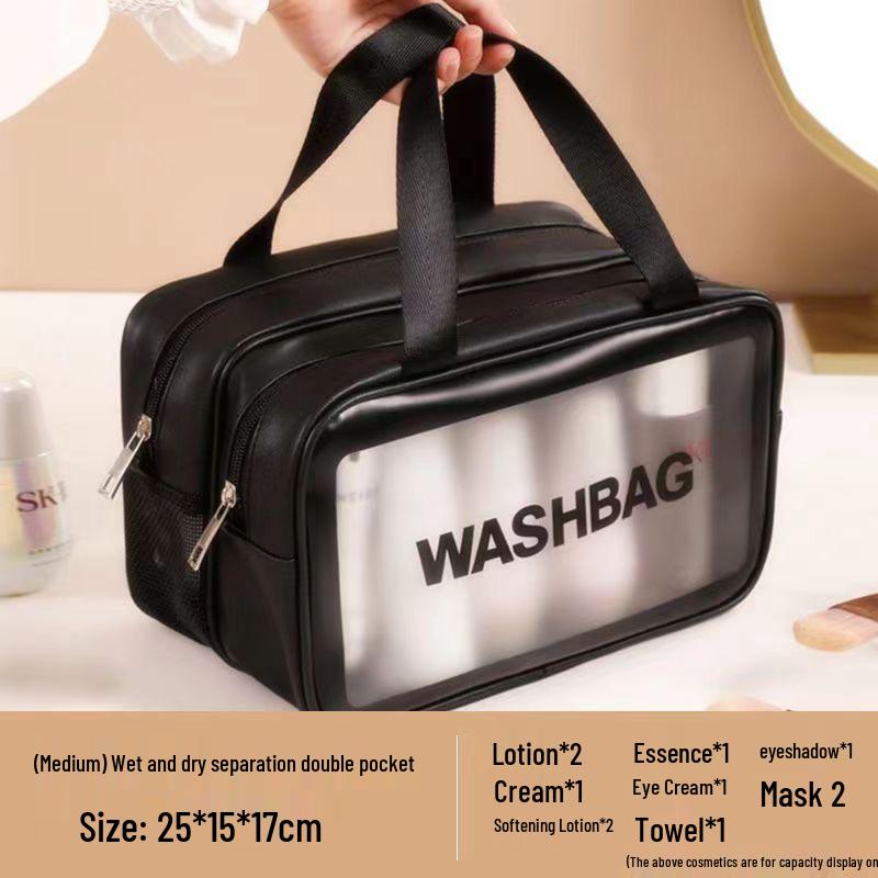 Waterproof Toiletry Bag: Women's Large Capacity Makeup & Cosmetics Travel Bag, Wet/Dry Separation, Portable Handheld Design.