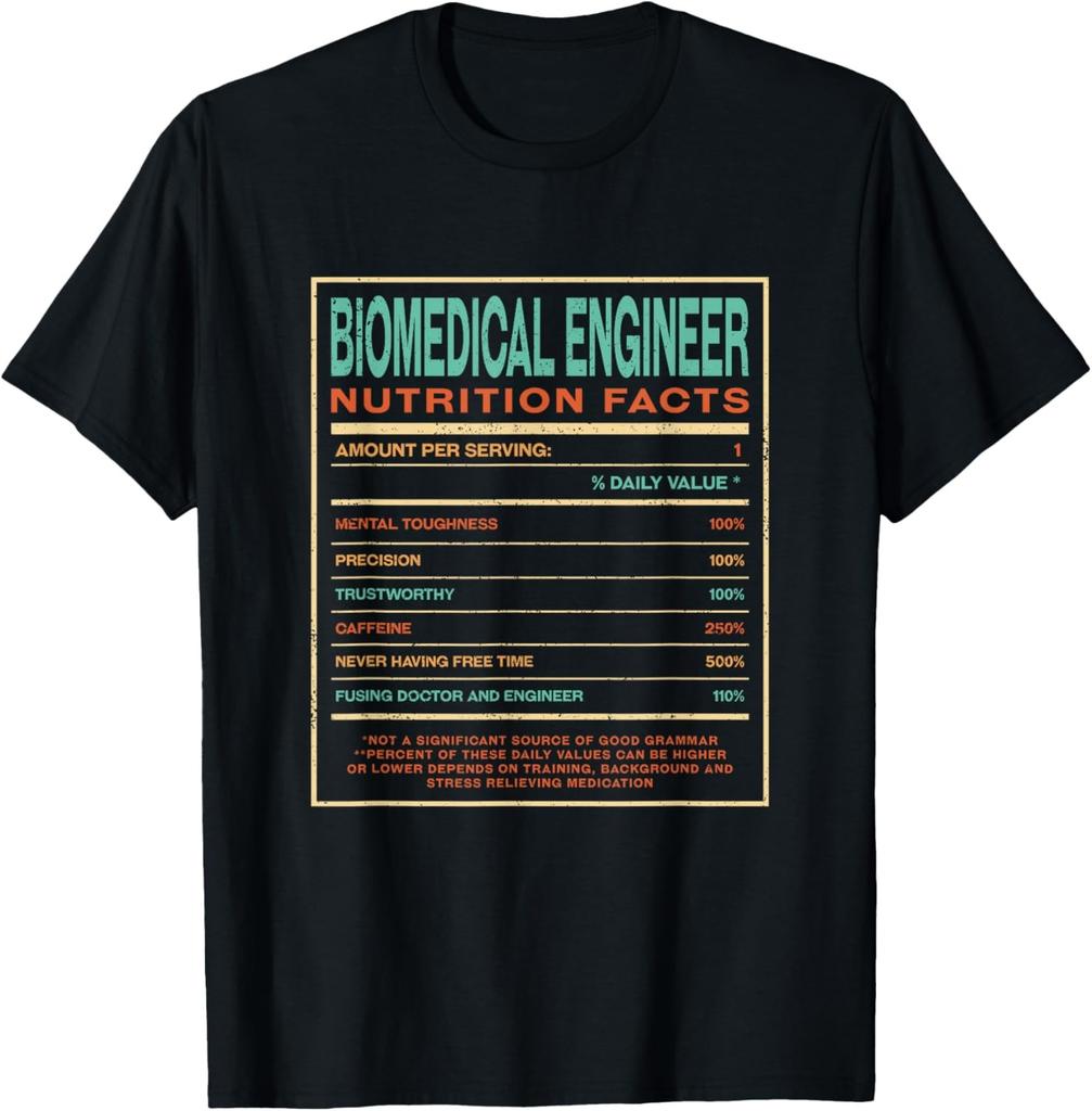 Biomedical Engineer Nutrition Facts Funny Engineering Humor T-Shirt