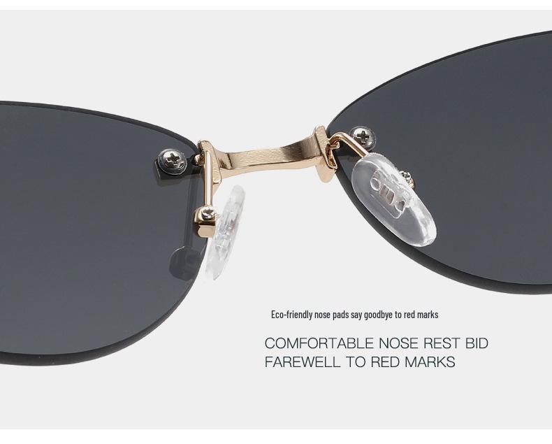 Retro Cat Eye Frameless Sunglasses for Women & Men – Trendy European American Fashion Street Style Glasses
