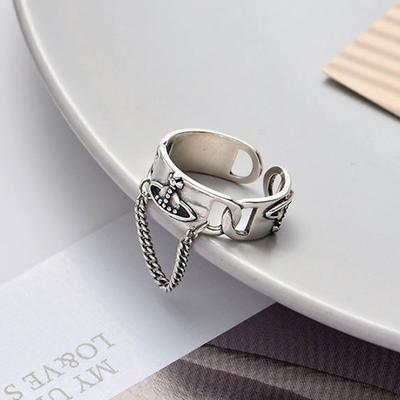 Korean Version Retro Personality Globe Ring Female Simple Design Trend Chain Planet Ring Open Fashion Jewelry