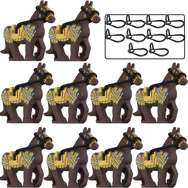Military Building Blocks Solider Knights Figures Gifts Equipments Accessories Mount Medieval Ancient Warhorse Saddle Horse Rope