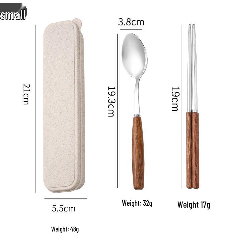 Japanese Stainless Steel Cutlery Set - Creative Knife, Fork & Chopsticks with Wood Handles, Travel-Friendly for Adults & Students