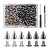 200Sets 7X10Mm Silver Black Studs Rivets With Hole Puncher Metal Punk Spikes Set 55KF