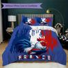 France FFF Motif Literie Ensemble de couette Housse de couette Taie d'oreiller Décoration de maison Cadeau d'anniversaire (1 * housse de couette + 2 * taie d'oreiller sans garnissage)