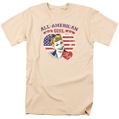 I Love Lucy All American Herren T-Shirt Creme Offiziell Lizenziert