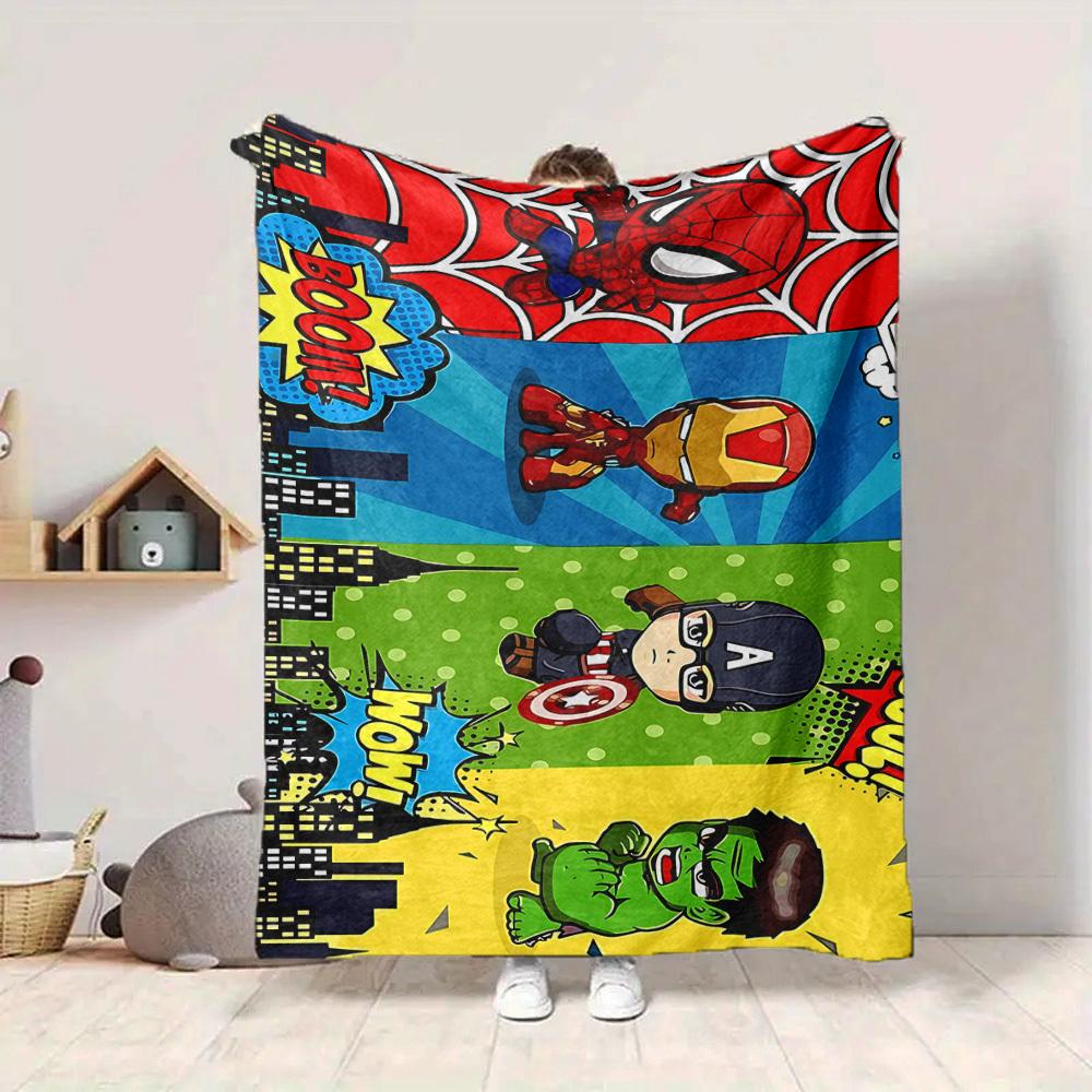 1pc Superheroes Comics Flannel Throw Blanket - HD Printed Lightweight Soft Warm All-Season Blanket for Sofa, Bed, Travel, Camping 128