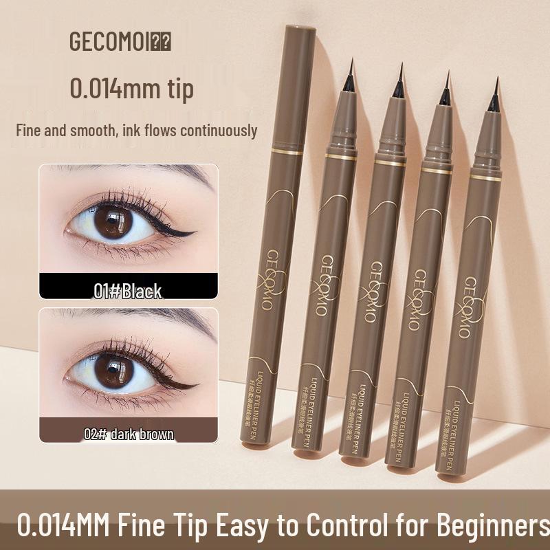 GECOMO Quick-Dry Waterproof Eyeliner: Ultra-Fine, Highly Pigmented, Smudge-Proof, Long-Lasting Makeup Pen.