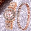 Women's Rhinestone Dial Quartz Watch & Starry Bracelet Gift Set: Simple & Stylish