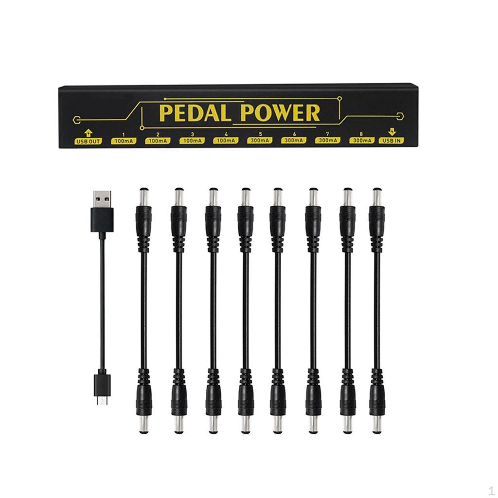 Pedal Power Supply Guitar Bass Effect Multiple Outputs Metal with USB Port 8 Single DC