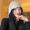 Women's Fashion Handmade Woven Hollow Head Wrap Hat Crochet Ethnic Style Tassel Ear Protection Strap Slouchy Pearl Hat