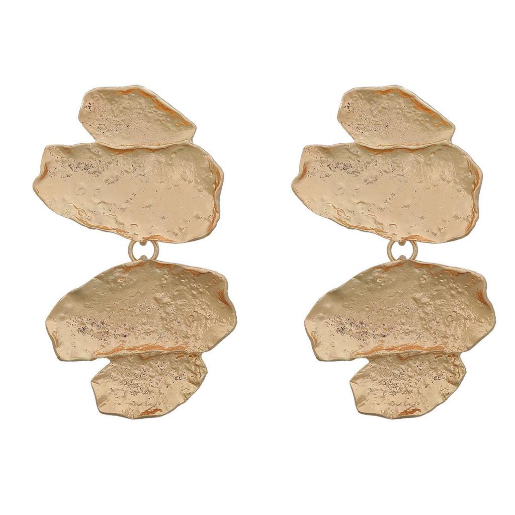 Modern Multi-Layer Geometric Metal Earrings: European & American Styles for Women