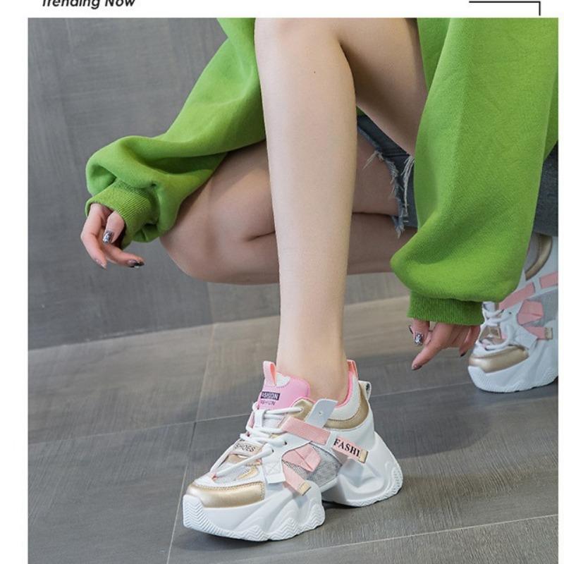 9861 Dad Shoes Women's Autumn New Color Matching Mesh Breathable Versatile Dad Shoes Student Sneakers